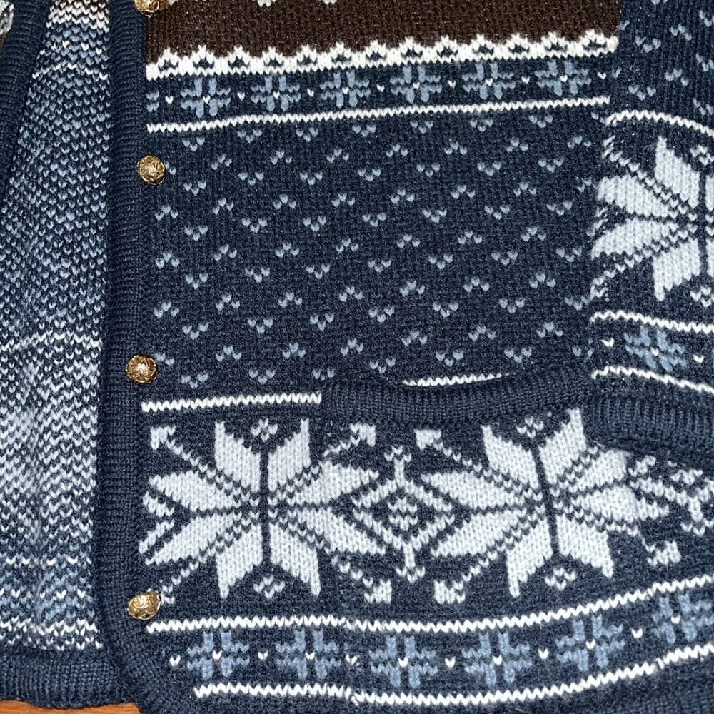 Crystal-Kobe Pine Tree Cardigan Sweater Vintage Ski Size Medium Y2K - Picture 2 of 5